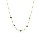 CHAIN STONES SQUARE EMERALD AND ZIRCONIA ALTERNATING NECKLACE | GOLD JEWELLERY