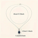 NECKLACE TEARDROP STONE BLUE IRIDESCENT PAVÉ PENDANT | SILVER JEWELLERY