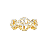 CHAIN NAVY PAVÉ ZIRCONIA RING | GOLD JEWELLERY