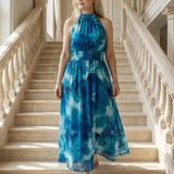 SYLIN | GATHERED HALTER MIDI DRESS