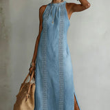 NICOLE - RETRO LACE DENIM DRESS