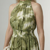 SYLIN | GATHERED HALTER MIDI DRESS