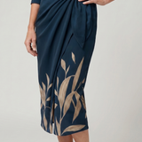 LEYA | STRIPED LONG-SLEEVE MIDI DRESS