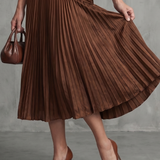 THEODORA | PLEATED STRIPE WAIST MIDI DRESS