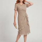 EIRA | SHORT SLEEVE LAYERED HEM MIDI DRESS