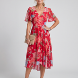 MIRABEL | SWING SLEEVE GATHERED WAIST FLORAL DRESS