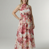 SYLIN | GATHERED HALTER MIDI DRESS