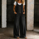 ALICIA - VINTAGE WASHED COTTON DENIM OVERALLS