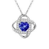 NECKLACE KNOT CELTIC HEART SAPPHIRE BLUE PAVÉ PENDANT | SILVER JEWELLERY