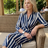 LEYA | STRIPED LONG-SLEEVE MIDI DRESS