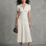 THEODORA | PLEATED STRIPE WAIST MIDI DRESS