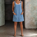 ANNE - CASUAL DENIM OVERALL DRESS