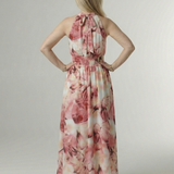 SYLIN | GATHERED HALTER MIDI DRESS