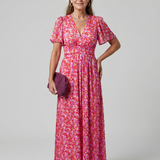 JUNA | SHORT SLEEVE DITSY FLORAL MIDI DRESS