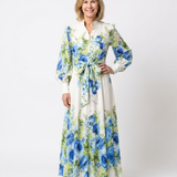 HARPER | LONG-SLEEVE FLORAL BUTTON-FRONT MAXI DRESS