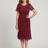 EIRA | SHORT SLEEVE LAYERED HEM MIDI DRESS