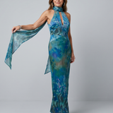 JUNIPER | KEYHOLE HALTER SLEEVELESS MAXI DRESS