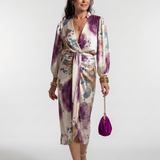 VALENTINA | CROSS-WRAP WAIST PRINTED MIDI DRESS