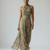 MIRELLE | GATHERED HALTER MIDI DRESS