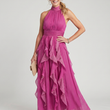OREA | HIGH NECK RUFFLE MAXI DRESS