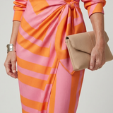 LEYA | STRIPED LONG-SLEEVE MIDI DRESS