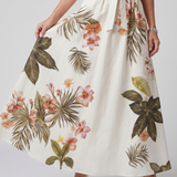 WIESE | DRAPIERTES HALFTER BOTANISCHES PANEL MAXIKLEID