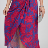 PRIYA | SHORT-SLEEVE FLORAL WRAP MIDI DRESS