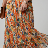 QUILL | SPAGHETTI STRAP ABSTRACT PRINT MIDI DRESS