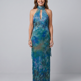JUNIPER | KEYHOLE HALTER SLEEVELESS MAXI DRESS