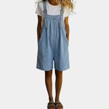 CORALIE - SHORT DENIM JUMPSUIT WITH SOFT COTTON TOUCH