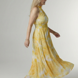 SYLIN | GATHERED HALTER MIDI DRESS