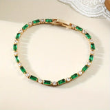 TENNIS BAGUETTE EMERALD ALTERNATING ZIRCONIA ROUND BRACELET | GOLD JEWELLERY