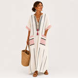 ADARA ECRU STRIPES CAFTAN