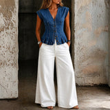 DANICA - V-NECK DENIM TOP