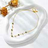 CHAIN STONES SQUARE EMERALD AND ZIRCONIA ALTERNATING NECKLACE | GOLD JEWELLERY