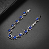 TENNIS OVAL SAPPHIRE BLUE SETTING TWISTED BRACELET | SILVER JEWELLERY