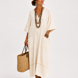 FARAH BEIGE STRIPES CAFTAN