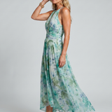 PORTIA | SOFT FLORAL HALTER MIDI DRESS