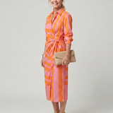 LEYA | STRIPED LONG-SLEEVE MIDI DRESS