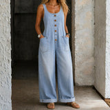 PÉNÉLOPE - VINTAGE WASHED COTTON DENIM OVERALLS