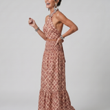 AMIRA | GEOMETRIC PRINT CUTOUT MIDI DRESS II