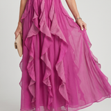 OREA | HIGH NECK RUFFLE MAXI DRESS