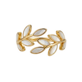 OPEN BRANCH LEAF MOTHER-OF-PEARL RING | GOLD JEWELLERY