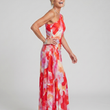 TAYA | OFF-SHOULDER PLEATED TOP MIDI DRESS