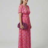 JUNA | SHORT SLEEVE DITSY FLORAL MIDI DRESS
