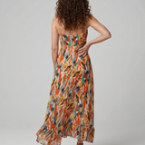 QUILL | SPAGHETTI STRAP ABSTRACT PRINT MIDI DRESS
