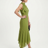 WINIFRED | DRAPED KEYHOLE HALTER MIDI DRESS