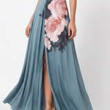 OLYMPAS | HALTER BODICE FLORAL MAXI DRESS