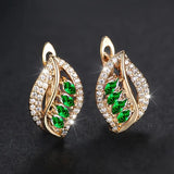 LEAF STONES MARQUISE EMERALD PAVÉ DANGLE EARRINGS | GOLD JEWELLERY