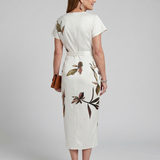 CYPRESS | FLOWING SLEEVE BOTANICAL PRINT MIDI DRESS